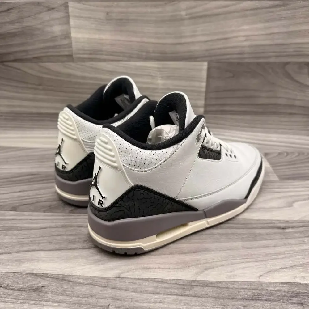 Air Jordan 3 Retro Cement Grey White Black Red Men's Shoes Size 8